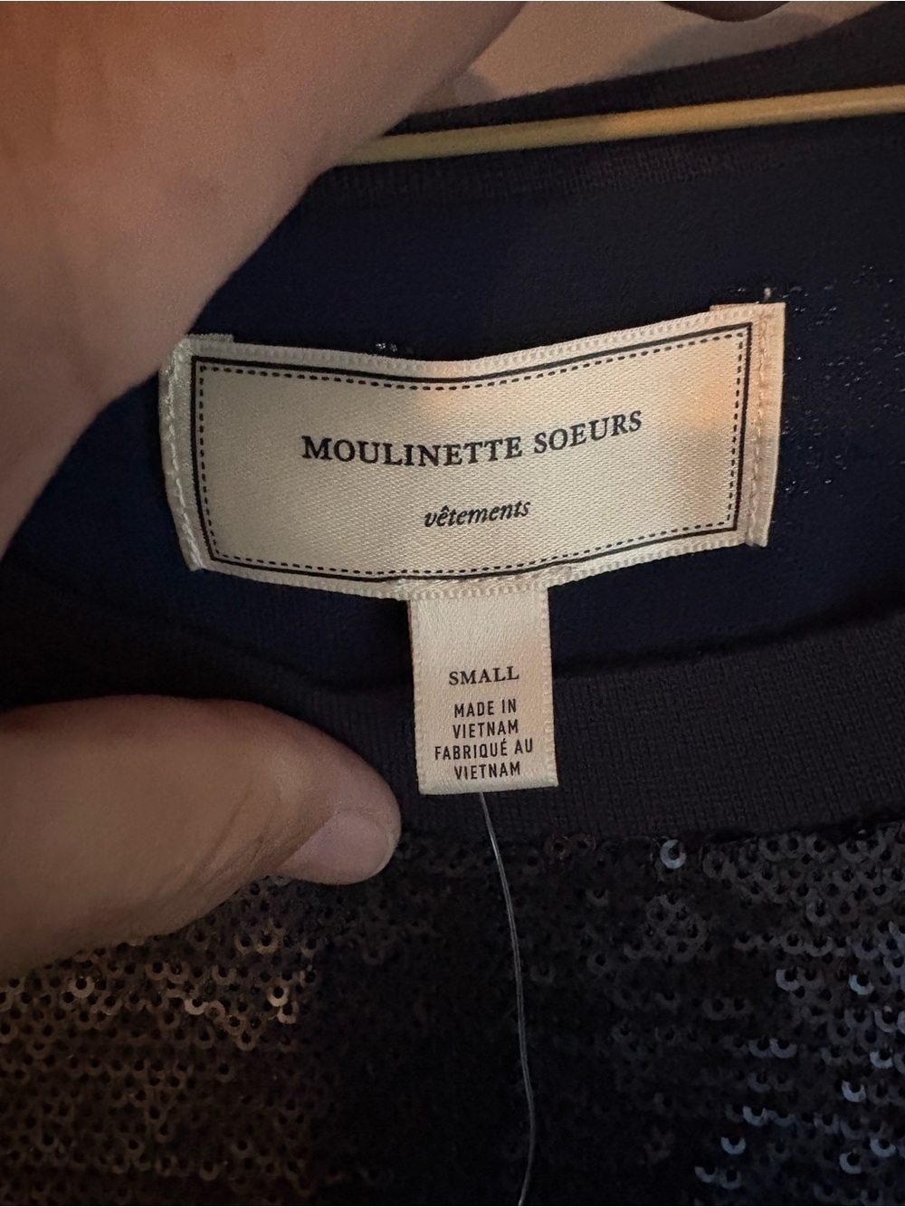 Moulinette Soeurs Navy Sequin Shift Mini Dress - Picture 4 of 8